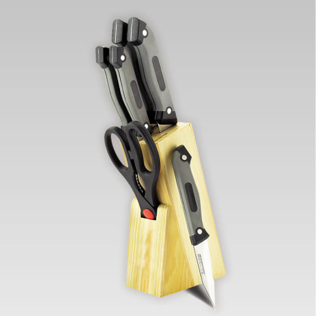 MR-1407 Набор ножей 7 предметов Rainbow, серые прорезиненные ручки